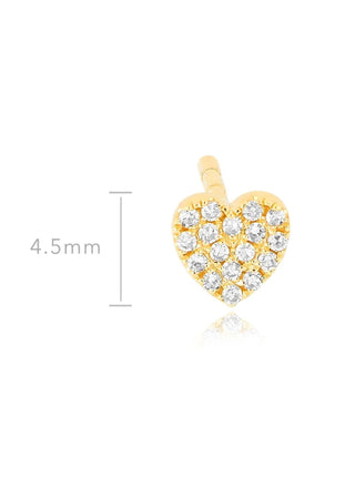 EF Collection Baby Diamond Heart Stud Earring