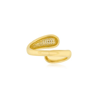 EF Collection Gold and Diamond Jumbo Double Dome Ring