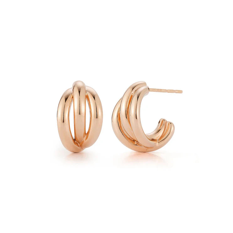 "Keyword" "ef collection diamond huggies" "ef collection mini diamond huggies" "ef collection huggies", EF Collection 14K Gold Knot Huggie Earrings, ef collection gold earrings, gold earrings, new earrings