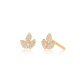 EF Collection Pavé Diamond Leaf Stud Earring