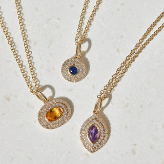 EF Collection Diamond and Marquise Amethyst Gem Necklace