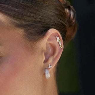 EF Collection Pavé Diamond Leaf Stud Earring