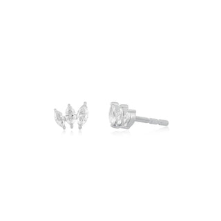 EF Collection Diamond Marquise Mini Fan Stud Earring- Left