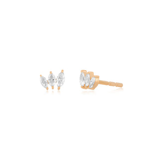 EF Collection Diamond Marquise Mini Fan Stud Earring- Left