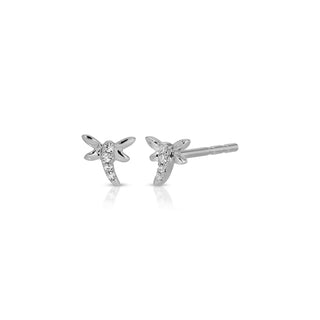 EF Collection Diamond Mini Dragonfly Stud Earring- Left