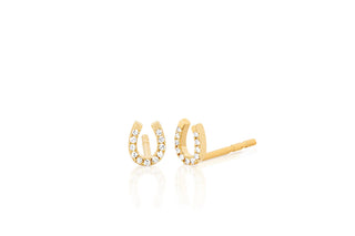 EF Collection Diamond Mini Horseshoe Stud Earring