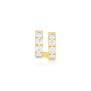 EF Collection Jumbo Double Diamond Mini Huggie Earring- Right