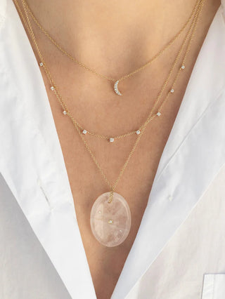 EF Collection Rose Quartz Aura Necklace