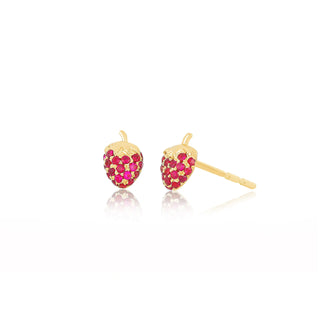 EF Collection Ruby Mini Strawberry Stud Earring on white background