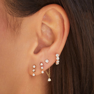 EF Collection Triple Prong Set Diamond Stud Earring