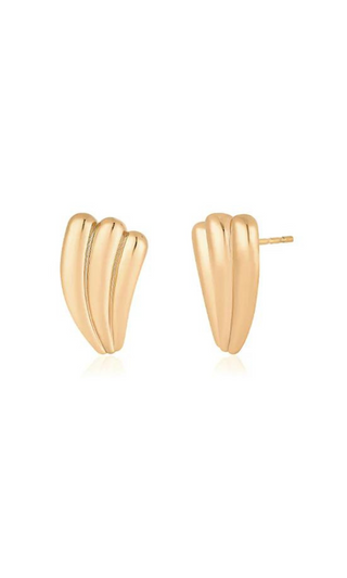 "Keyword" "ef collection diamond huggies" "ef collection mini diamond huggies" "ef collection huggies", EF Collection 14K Gold Knot Huggie Earrings, ef collection gold earrings, gold earrings, new earrings, EF Collection 14K Jumbo Gold Fan Stud Earrings