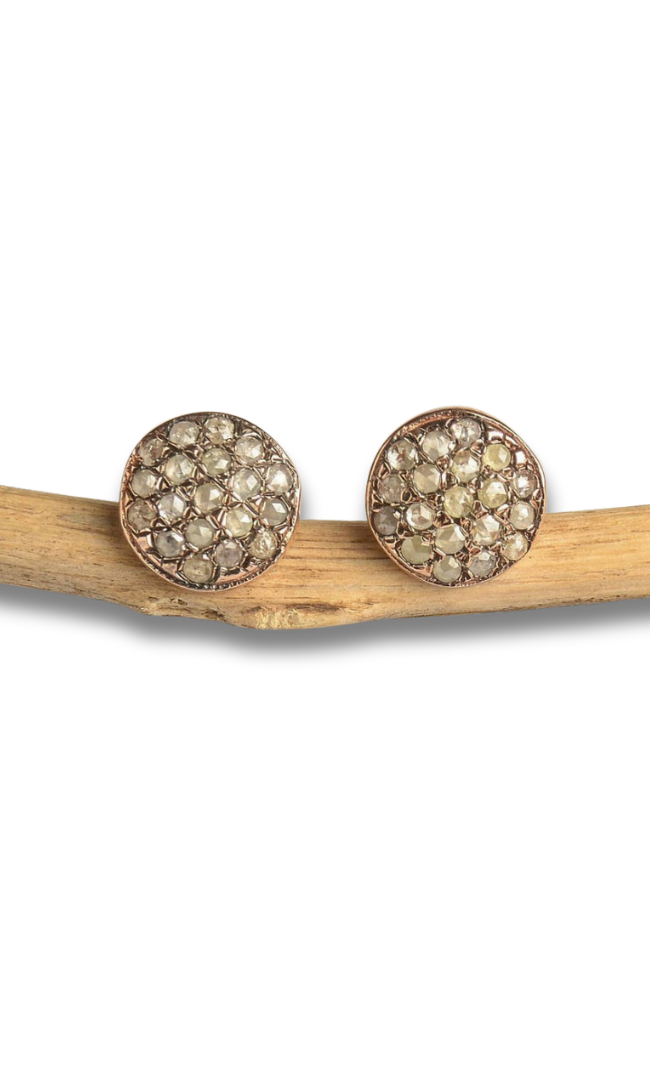 Kisufim Rose Cut Diamonds Huggie Hoop Earrings, rose gold earrings, rose gold hoop earrings, rose gold, Kisufim jewelry, hoop earrings, hoops, rose gold hoops, Kisufim Round Pave Diamond Earrings, Diamond earrings, rose gold diamond earrings, vintage jewelry, vintage earrings, Kisufim Diamond and Emerald Flower Earrings, flower earrings, diamond stud earrings, Kisufim jewelry diamond stud earrings, rose gold diamond stud earrings