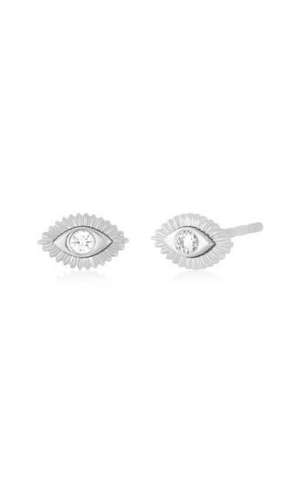 EF Collection 14k Single Gold and Diamond Evil Eye Protection Stud Earring, evil eye jewelry, ef collection earrings, gold earrings, evil eye earrings, stud earrings, single earrings