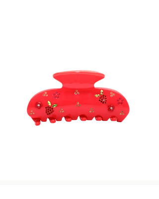 Emi Jay Sweetheart Hair Clip in Berry Beach Club. Product shot on white background. 