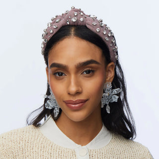 Lele Sadoughi Merlot Tweed Herringbone Embellished Knotted Headband, Lele Saoughi Embellished Knotted Headband, Embellished Knotted Headband, Knotted Headband, Headbands, hair accessories, lele sadoughi, crystal headbands