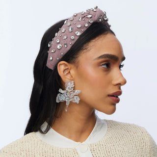 Lele Sadoughi Merlot Tweed Herringbone Embellished Knotted Headband, Lele Saoughi Embellished Knotted Headband, Embellished Knotted Headband, Knotted Headband, Headbands, hair accessories, lele sadoughi, crystal headbands