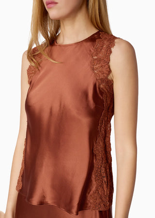 Cami NYC Milla Top Affogato. Model is wearing product and image is shot on white background.
