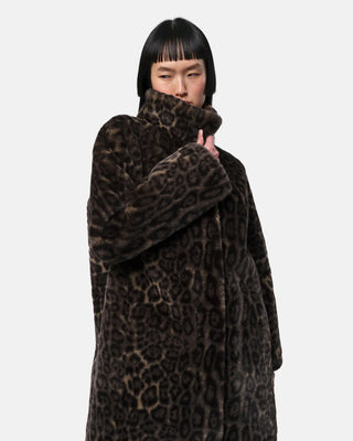 Apparis Blair Leopard Mid-Length Coat Dark Leopard