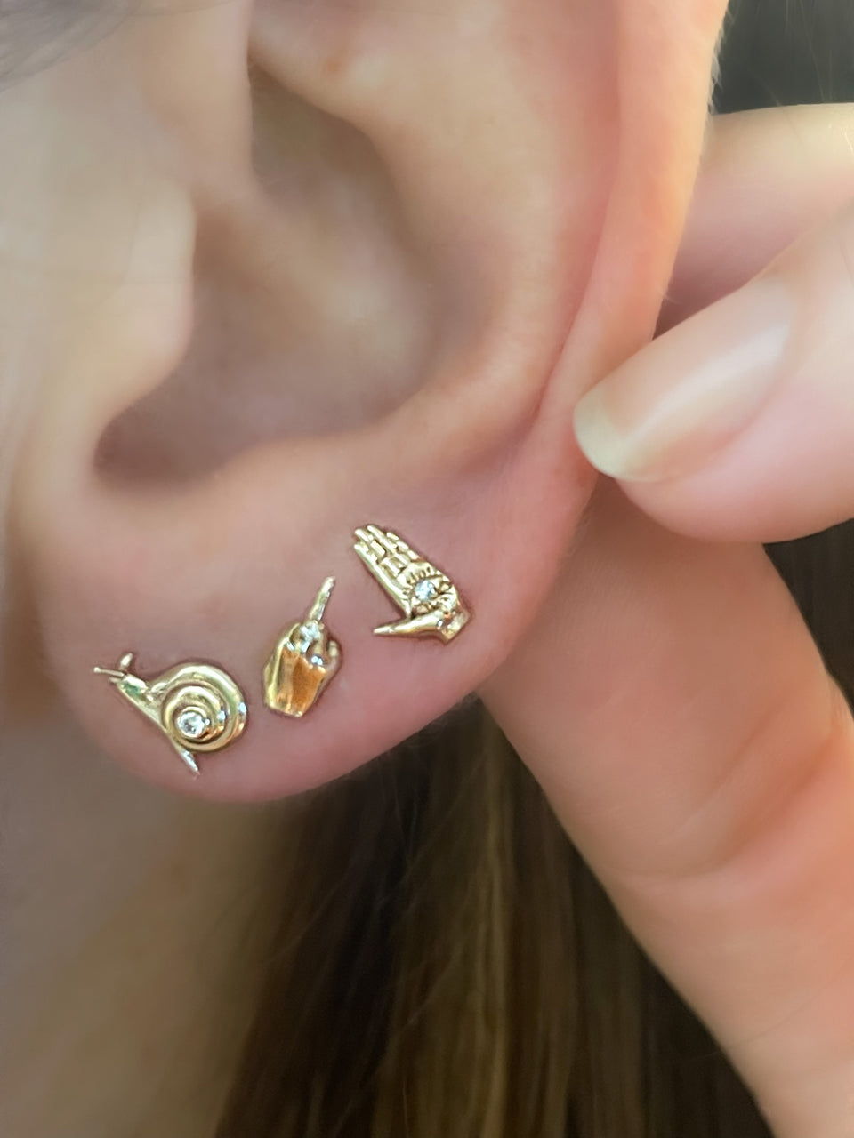 Maura Green Mini Snail Stud Earrings