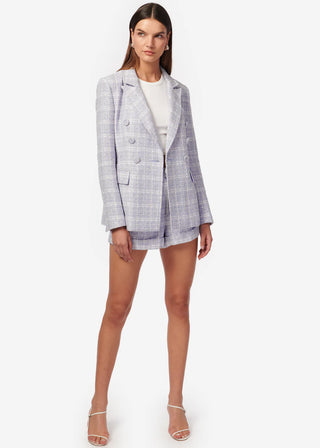 Cami NYC Buna Tweed Blazer White/ Delphinium, Cami NYC Blazers, Cami NYC Summer Blazer, Cami NYC Jackets, Cami NYC sweaters, Cami NYC Tops, Cami NYC, Cami NYC Blazer with Buttons, Cami NYC colorful Blazer, White Blazer