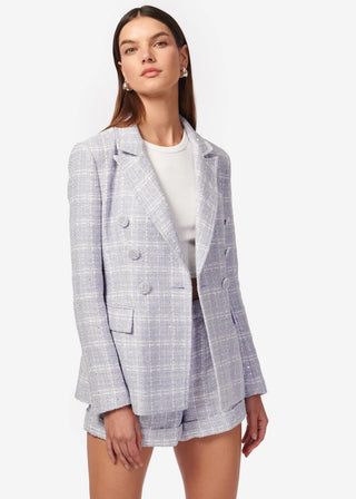 Cami NYC Bruna Tweed Blazer White/ Delphinium