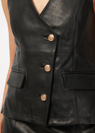 Cami NYC Yelan Genuine Leather Vest Black