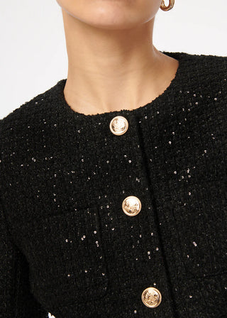 Cami NYC Wrenley Sequin Tweed Blazer Black