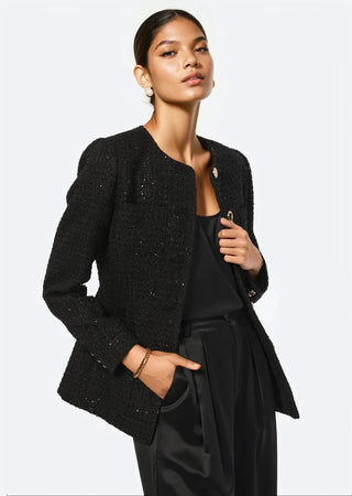 Cami NYC Wrenley Sequin Tweed Blazer Black