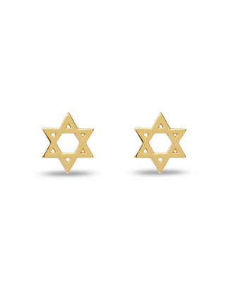 Lele Sadoughi Gold Star Stud Holiday Earrings with Star of David