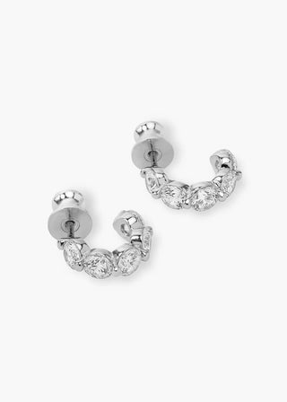 Silver and white pavé huggie earrings, perfect for stacking or everyday wear