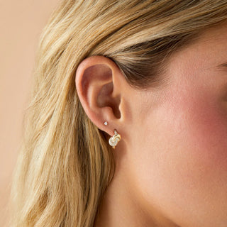 EF Collection Diamond and Gold Love Knot Stud Earring