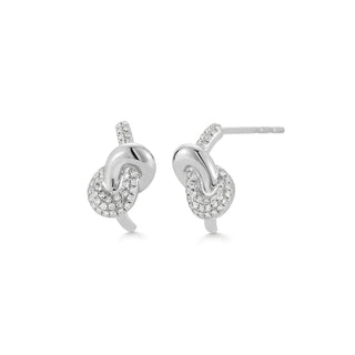 EF Collection Diamond and Gold Love Knot Stud Earring