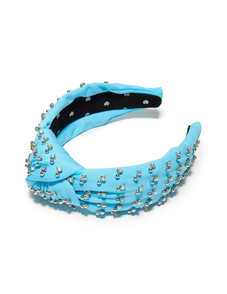 Lele Sadoughi Sky Crystal Embellished Neoprene Knotted Headband