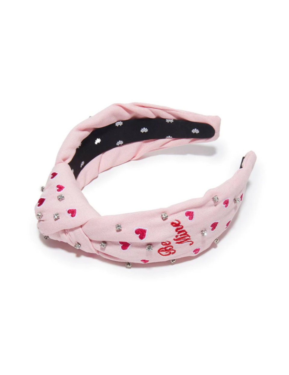 Lele Sadoughi Petal Pink Embroidered Valentines Knotted Headband