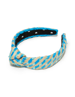 Lele Sadoughi Ocean Stripe Raffia Slim Knotted Headband