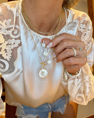 Melinda Maria Baby Love Letters Medallion Necklace