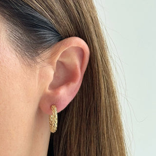 EF Collection Woven Gold Hoop Earrings