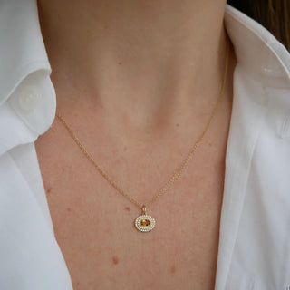 EF Collection Diamond and Oval Citrine Gem Necklace