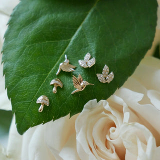 EF Collection Pavé Diamond Leaf Stud Earring