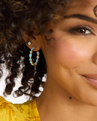 Melinda Maria Isla Blue Opal Hoops 1"