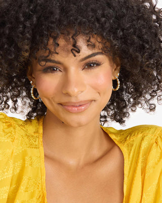 Melinda Maria Isla White Diamondette Hoops 1"