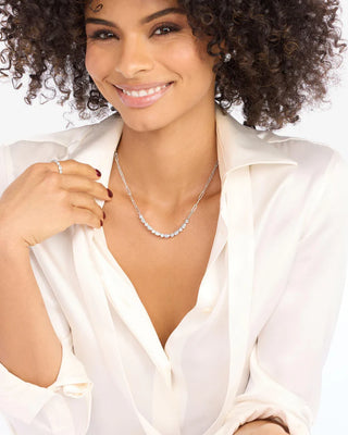 Melinda Maria Isla Samantha Tennis Necklace with White Diamondettes