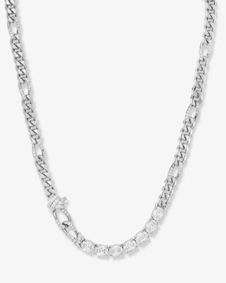 Knot Diamonds Figaro Chain Necklace. Product is shot on white background. 
