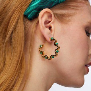 "lele sadoughi malachite caterpillar hoop earrings” "gold hoop earrings" “green earrings gold" "real malachite earrings" “malachite earrings" “green hoop earrings” “green gold hoop earrings” “lele sadoughi green earrings” “lele sadoughi gold earrings”  