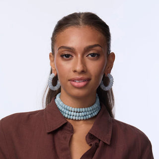 Lele Sadoughi Blue Aventurine Hoop Earrings