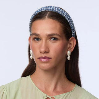 Lele Sadoughi Cadet Blue Charlotte Lattice Denim Headband