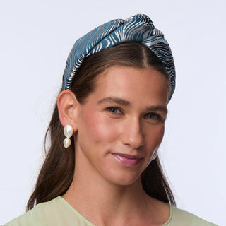 Lele Sadoughi Cadet Blue Greta Ripple Jacquard Headband
