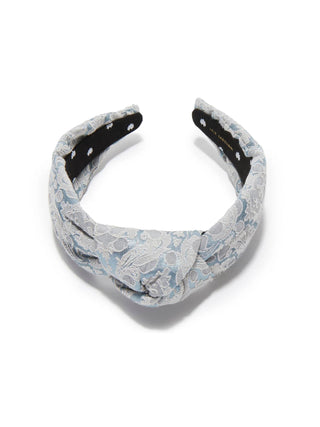 Lele Sadoughi Cornflower Blue Knotted Damask Brocade Headband