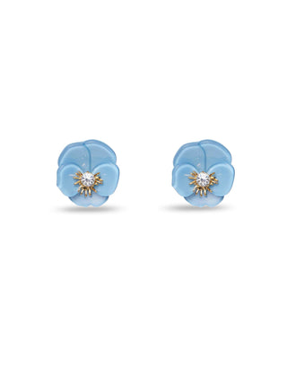 Lele Sadoughi Cornflower Blue Pansy Button Earrings