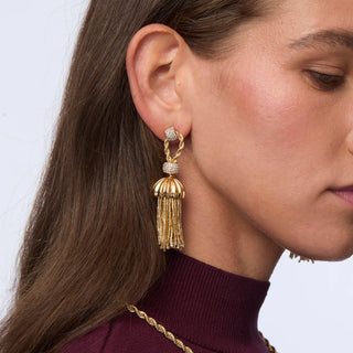 Lele Sadoughi Gold Chateau Rope Tassel Earrings